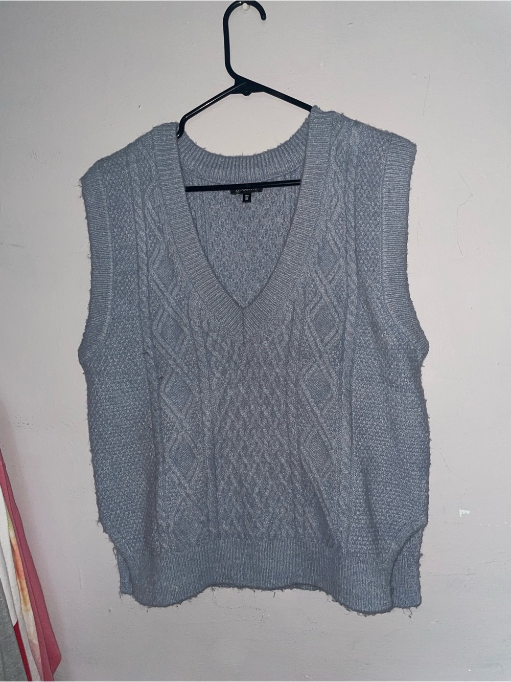 Dynamite Light Blue Cable Knit V-Neck Sweater Vest